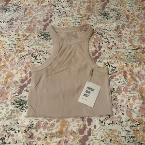 NWT ACTA High Neck Ribbed Beige Tank Top for Women